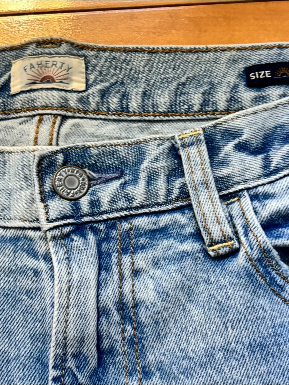 Faherty 90s Crop Patchwork Jean Blue Denim Womens Size 29 jeans